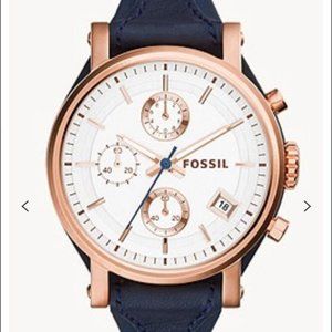 Fossil Womans Boyfriend Chronograph Navy Leather W